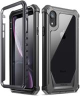 📱 protective iphone xr case: poetic guardian - scratch resistant, full-body rugged clear hybrid bumper with built-in-screen protector - black, compatible with apple iphone xr 6.1" lcd display logo