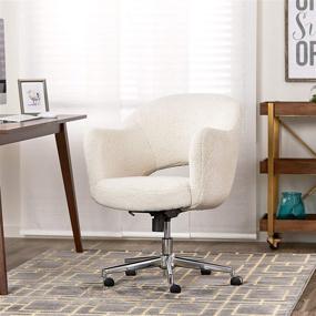 img 3 attached to 🪑 Serta Valetta Office Chair: Memory Foam Padding, Midcentury Modern Style, Chrome-Finished Stainless-Steel Base, Cream Fuzzy Faux Fur