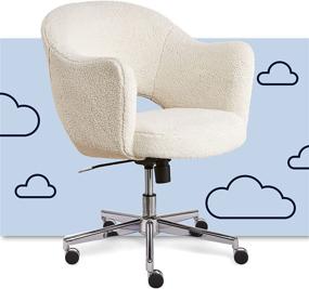 img 4 attached to 🪑 Serta Valetta Office Chair: Memory Foam Padding, Midcentury Modern Style, Chrome-Finished Stainless-Steel Base, Cream Fuzzy Faux Fur