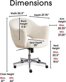 img 2 attached to 🪑 Serta Valetta Office Chair: Memory Foam Padding, Midcentury Modern Style, Chrome-Finished Stainless-Steel Base, Cream Fuzzy Faux Fur