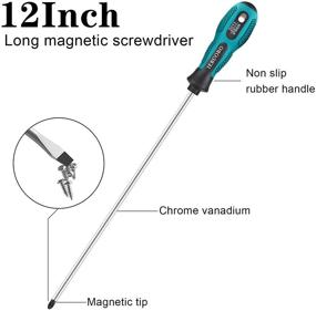 img 3 attached to 🔧 Набор отверток с магнитным наконечником IEBUOBO длиной 12 дюймов с крестовой и плоской головками, размером №2 - 2 шт., включая инструмент для намагничивания/размагничивания