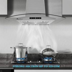 img 3 attached to 🔥 30 Inch Stainless Steel Wall Mount Range Hood - Singlehomie 525 CFM Glass Stove Vent Hoods | 3 Speed Fan | Ducted Exhaust Vent | LED Lights | Sensor Touch Control | Convertible Chimney | Aluminum Filter