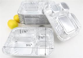 img 3 attached to 🍽️ Convenient & Versatile: Handi-Foil #4145L Disposable Aluminum 4 Compartment T.V Dinner Trays with Board Lid (Pack of 10)