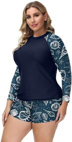 img 1 attached to 👙 Hanna Nikole Women's Plus Size Swimsuit with UPF 50 Sun Protection and Long Sleeve Rashguard