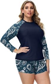 img 2 attached to 👙 Hanna Nikole Women's Plus Size Swimsuit with UPF 50 Sun Protection and Long Sleeve Rashguard