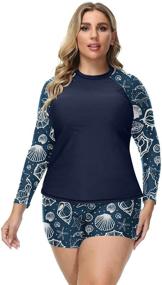 img 3 attached to 👙 Hanna Nikole Women's Plus Size Swimsuit with UPF 50 Sun Protection and Long Sleeve Rashguard