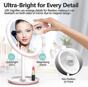 img 3 attached to LED Makeup Mirror with Adjustable Brightness, 3 Light Colors, 5X Magnification, Portable Vanity Mirror for Home, Bathroom, and Desktop