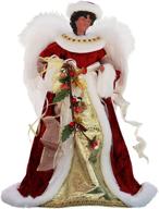 🎄 14" standing red floral african american black angel christmas tree topper or table top - windy hill collection 414570a logo