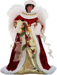 img 4 attached to 🎄 14" Standing Red Floral African American Black Angel Christmas Tree Topper or Table Top - Windy Hill Collection 414570A