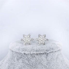 img 3 attached to ❄️ YOQUCOL Cubic Zirconia Crystal Snowflake Stud Earrings for Women and Girls