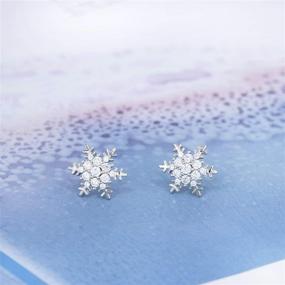 img 2 attached to ❄️ YOQUCOL Cubic Zirconia Crystal Snowflake Stud Earrings for Women and Girls