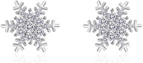 img 4 attached to ❄️ YOQUCOL Cubic Zirconia Crystal Snowflake Stud Earrings for Women and Girls