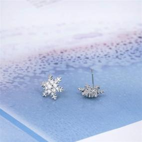 img 1 attached to ❄️ YOQUCOL Cubic Zirconia Crystal Snowflake Stud Earrings for Women and Girls