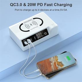 img 3 attached to Versatile USB Charging Station: ssouwao 65W-4 Port Desktop Charger with PD ⚡ USB C, QC3.0, and Wireless Charging for iPhone iPad - Adjustable Brightness LCD Display