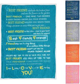 img 4 attached to 👭 Best Friend Women's Keepsake Blanket - Sherpa Fleece Throw with I Love You Quotes | 5 Color Options, 60 x 50 Teal