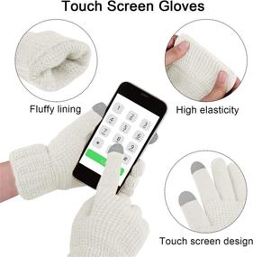 img 3 attached to ❄️ URATOT Winter Warm Knitted Sets: Beanie Hat, Scarf, Face Cover & Touchscreen Gloves - For Men and Women