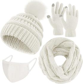 img 4 attached to ❄️ URATOT Winter Warm Knitted Sets: Beanie Hat, Scarf, Face Cover & Touchscreen Gloves - For Men and Women