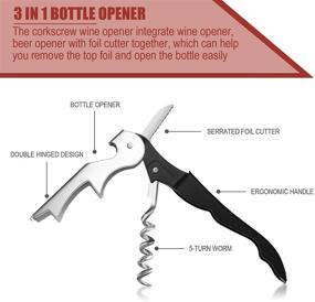 img 2 attached to 🍷 Waiters Corkscrew Wine Opener Set of 16 - Stainless Steel Wine Keys with Foil Cutter and Beer Bottle Opener - Essential Bartender Tools for Bars, Restaurants, Servers, Sommeliers