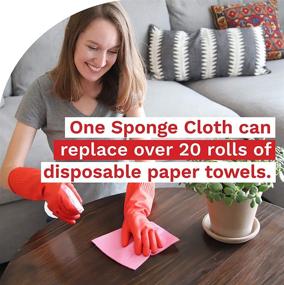 img 2 attached to 🧽 XFasten Eco-Friendly Swedish Sponge Dish Cloth 10-Pack (Pink), Reusable Cellulose Cleaning Cloth & Paper Towel Replacement