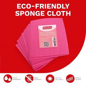 img 3 attached to 🧽 XFasten Eco-Friendly Swedish Sponge Dish Cloth 10-Pack (Pink), Reusable Cellulose Cleaning Cloth & Paper Towel Replacement