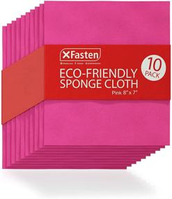 img 4 attached to 🧽 XFasten Eco-Friendly Swedish Sponge Dish Cloth 10-Pack (Pink), Reusable Cellulose Cleaning Cloth & Paper Towel Replacement