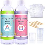 🔮 crystal clear epoxy resin coating kit - ideal for art, jewelry, wood finishes and encapsulations - 16 ounce size - includes bonus graduated cups and sticks logo