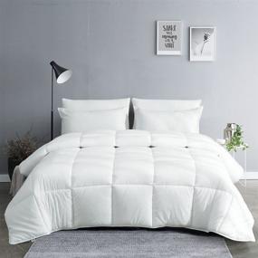 img 4 attached to 🛏️ APSMILE King Size Down Alternative Comforter - White, Cotton Quilted, Ultra-Soft Microfiber Duvet Insert or Stand-Alone Comforter, All Season (104x86)