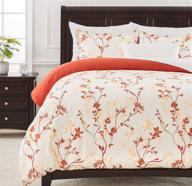 🌸 комплект постельного белья chanasya rust orange floral duvet comforter cover размера "queen" - цветочный принт, 3-х предметный набор, легкий, изящный микрофибровый чехол для кровати - мягкий, машинная стирка, дышащий, устойчивый к пятнам - улучшенный seo. логотип