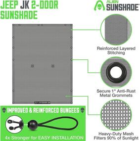 img 3 attached to Alien Sunshade Jeep Wrangler JK (2007-2018) – Full Length Mesh Sun Shade For Jeep JK 2 Door - Blocks UV