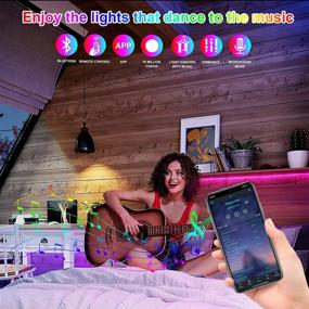 img 3 attached to 🎶 100ft Bluetooth LED Strip Lights for Bedroom Decor - RGB Music Sync LED Lights with App and Remote Control