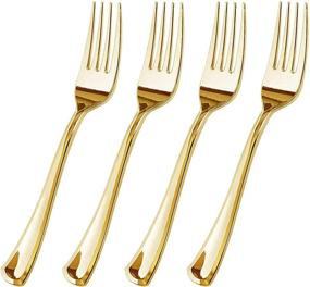 img 4 attached to 🍽️ The FORKED: Elegant Disposable Gold Plastic Forks - 100 Piece Set"
