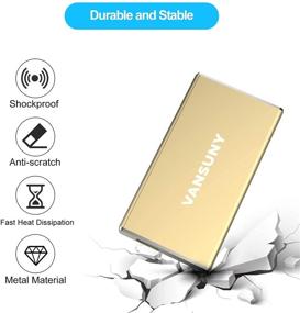 img 1 attached to 📦 VANSUNY 120GB Portable External SSD, USB 3.1 400MB/s High-Speed Read Write Solid State Drive, USB C Mobile External Hard Drive (120GB, Gold)
