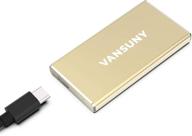 📦 vansuny 120gb portable external ssd, usb 3.1 400mb/s high-speed read write solid state drive, usb c mobile external hard drive (120gb, gold) logo