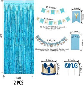 img 2 attached to 🎉 JOYYPOP 1st Birthday Boy Decorations Set - 66PCS Blue 1st Birthday Decorations for Boy with 12 Months Photo Banner, Baby Crown, ONE Cake Topper, Highchair Banner for 1st Birthday