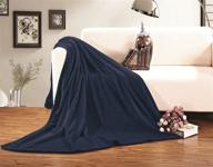 🛌 elegant comfort luxury velvety softness fuzzy plush micro-velour ultra-soft blanket, california king - navy blue: enhance your bedding with unmatched coziness logo