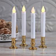 🕯️ set of 4 flameless taper window candles with gold removable holders - christmas candlesticks, automatic timer, remote control, batteries included with suction cups логотип