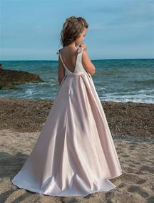 img 3 attached to 👗 Hengyud Long Junior Bridesmaid Dress 7-16: Elegant Blush Satin Prom Dresses for Girls, Floor Length & White