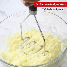 img 1 attached to 🥔 Stainless Steel Potato Masher: Easy-to-Use Kitchen Tool for Perfectly Mashed Potatoes, Veggies, and Fruits - Black