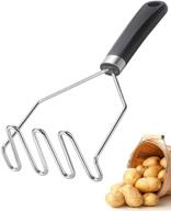 🥔 stainless steel potato masher: easy-to-use kitchen tool for perfectly mashed potatoes, veggies, and fruits - black логотип