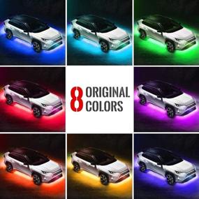 img 2 attached to 🚗 YI-SHANEY Car Underglow Neon Accent Strip Light Kit - 8 Color Music Sync Atmosphere Decoration with Sound Activation, Wireless Remote Control - Set of 4PCS Car Underbody LED Lights (60-90cm)