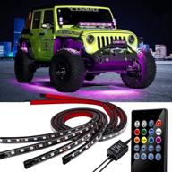 🚗 yi-shaney car underglow neon accent strip light kit - 8 color music sync atmosphere decoration with sound activation, wireless remote control - set of 4pcs car underbody led lights (60-90cm) logo