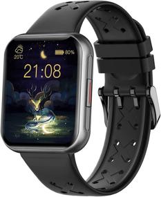 img 4 attached to ⌚ ISZPLUSH Smart Watch: Fitness Tracker with 1.7" Touch Screen, IP68 Waterproof, for Android and iOS (Black)