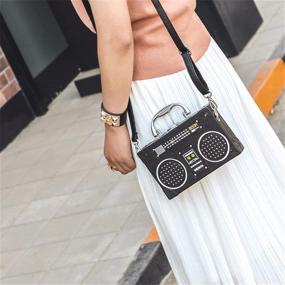 img 1 attached to 📻 Vintage Radio-Inspired Women's Cross-Body Bag: Chic Clip Clasp Handbag