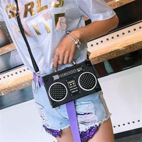 img 3 attached to 📻 Vintage Radio-Inspired Women's Cross-Body Bag: Chic Clip Clasp Handbag