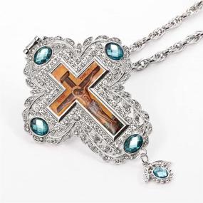 img 2 attached to Religious Crucifix Icon Jeweled Necklace