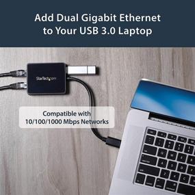 img 1 attached to 🔌 StarTech.com USB 3.0 to Dual Port Gigabit Ethernet Adapter with USB Port - 10/100/1000 Mbps - USB Gigabit LAN Network NIC Adapter (USB32000SPT)