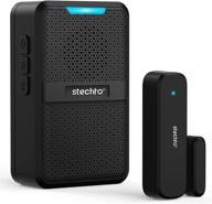 🔔 stechro wireless door chime: 600ft range, adjustable volume, magnetic contact sensor with 62 chimes - perfect for home/office/store (black) логотип