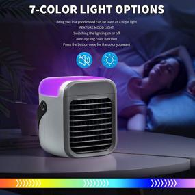 img 1 attached to 🌬️ SIX FOXES Wireless Portable Mini Air Cooler Fan - Personal USB Air Cooler with 3-Speed, 7 Colors LED Night Light & 2000 mAh Battery - Multipurpose Humidifier with Water Tank - Suitable for All Ages, Including Toddlers