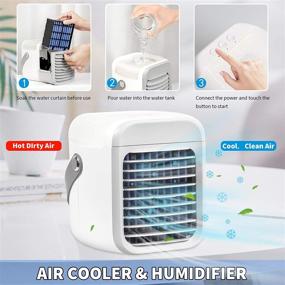 img 2 attached to 🌬️ SIX FOXES Wireless Portable Mini Air Cooler Fan - Personal USB Air Cooler with 3-Speed, 7 Colors LED Night Light & 2000 mAh Battery - Multipurpose Humidifier with Water Tank - Suitable for All Ages, Including Toddlers