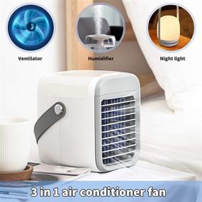 img 3 attached to 🌬️ SIX FOXES Wireless Portable Mini Air Cooler Fan - Personal USB Air Cooler with 3-Speed, 7 Colors LED Night Light & 2000 mAh Battery - Multipurpose Humidifier with Water Tank - Suitable for All Ages, Including Toddlers